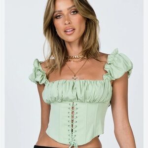 Mint Green Ruffled Corset Top